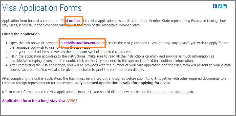 エストニアワーホリビザ_オンラインビザ申請フォーム